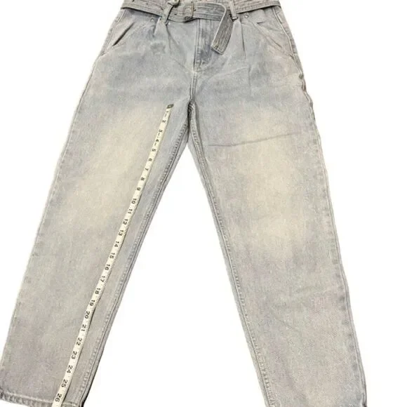 We The Free Pleated Belted High Rise Women's Light Denim Jeans Size 28 - Picture 3 of 13